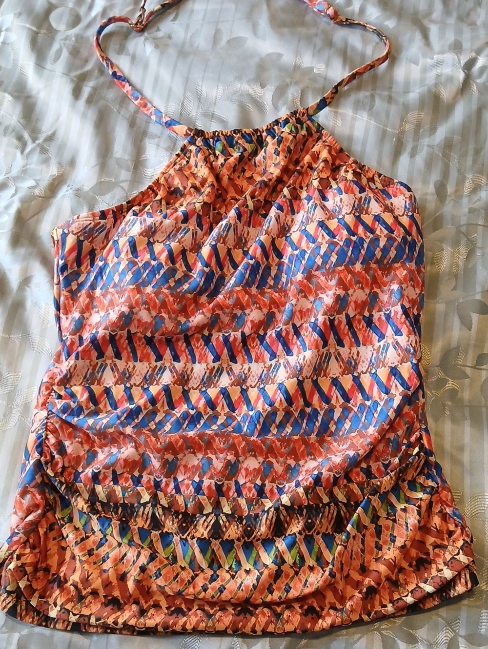 VENUS Orange and Blue Halter-Style Printed bathing Top...No BOTTOMS!